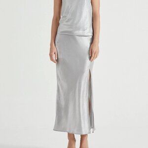 Elegant Silver Maxi Skirt